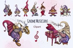 Gnome Musicains Clipart Png, Rock Gnome Png, Jazz Clipart