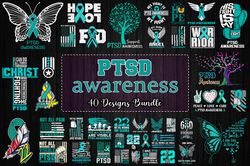40 Designs PTSD Awareness Bundle Svg, Ptsd Svg, Veteran Svg