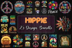 25 Designs Hippie Bundle Svg, Hippie Svg, Hippie Vector