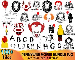 100 Pennywise Svg Bundle, Halloween Svg, Horror Movies Svg