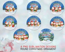 Christmas Snowman Family Round Ornament Bundle PNG Sublimation Template, Christmas Family Ornaments Png Sublimation Desi