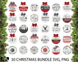 30 Christmas Round Signs Svg, Christmas Bundle Svg, Door Hanger Svg, Merry Christmas Svg, Christmas Welcome Svg, Christm