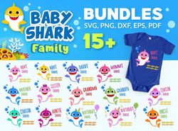 15 Baby Shark Family Bundle Svg, Family Matching Svg, Daddy Shark Svg