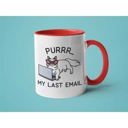 Zoom Mug, Funny Cat Mug, Boss Mug, Sarcastic Mug, Mugs for Coworkers, Purrr my Last Email