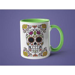 sugar skull mug, day of the dead, mexican gift, sugar skull