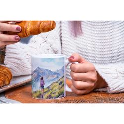 Epic Watercolor Mountain Coffee Mug | Great gift idea for an outdoor, camping, hiking, nature or adventure loving girl!