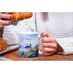Epic Watercolor Mountain Coffee Mug | Great gift idea for an outdoor, camping, hiking, nature or adventure lover!