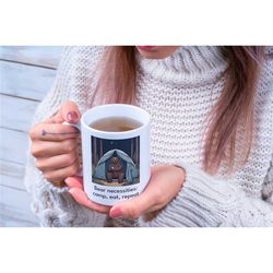 Bear Necessities Coffee Mug | Funny gift idea for an outdoor, camping, hiking, nature or adventure lover!