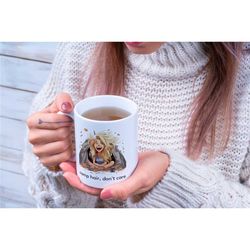 Camp Hair, Don't Care Coffee Mug | Great gift idea for an outdoor, camping, hiking, nature or adventure loving blonde gi