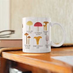 Mushroom Mug , Edible, Non-edible, Most common, Illustration Mug, Plant Mug, big coffee mug, big tea mug