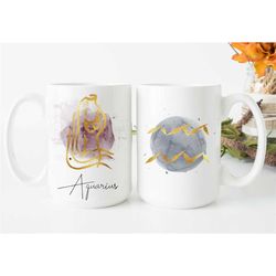 Aquarius Mug / Aquarius Birthday Gift / Personalized Aquarius Zodiac Mug / January February Birthday Mug