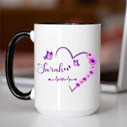 Custom Name Nurse Coffee Mug Personalized Nurse Graduation Gift Nurse Gifts for New Nurse BSN RN Butterfly Floral Nursin