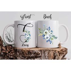 Custom Letter Z Mug / Floral Initial Mug