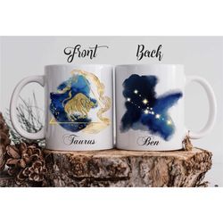 Midnight Blue Taurus Zodiac Mug / Personalized Taurus Gift