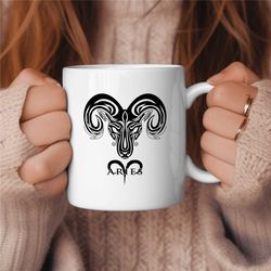 Aries Coffee Mug, Zodiac Birthday Gift for Her, Horoscope Ceramic Mug