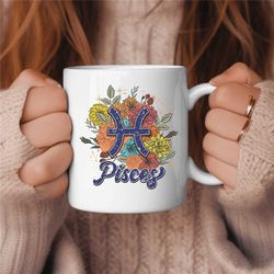 Pisces Coffee Mug, Zodiac Birthday Gift for Her, Horoscope Ceramic Mug