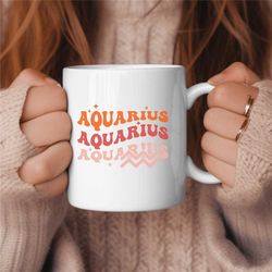Aquarius Coffee Mug, Zodiac Birthday Gift for Her, Horoscope Ceramic Mug