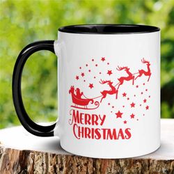 Santa Claus Mug, Santa Sleigh, Christmas Gifts, Christmas Mug, Reindeer Mug, Christmas Party, Holiday Mug, Merry Christm