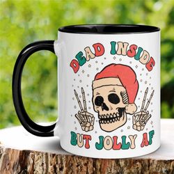 Funny Christmas Mug, Christmas Gifts, Christmas Tree Mug, Christmas Skeleton Mug, Jolly Holiday Mug, 1091
