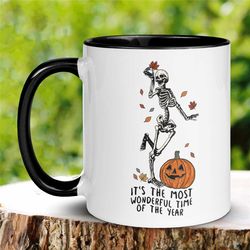 Halloween Mug, Halloween Gifts, Pumpkin Mug, Dancing Skeleton Mug, Skeleton Coffee Mug, Halloween Cup, Fall Mugs, Holida