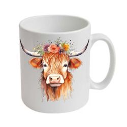 Highland Cow, Highland Cow mug, can be personalised, double sided image