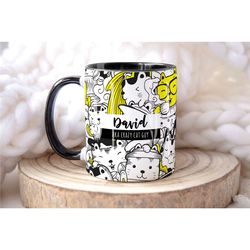 CRAZY CAT MAN Personalised Name Cat Mug, Personalised Mug, Cat Lover Gift For Him, Valentines Gift Him, Brother Dad Son