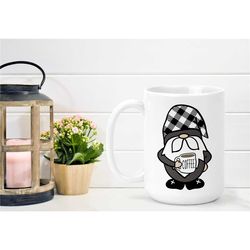 Coffee Gnome mug, Gnome Mug, Tea Mug, Caffeine Mug, Custom Mug, Coffee Mug, Coloured Gnome, Nordic Gnome, Pink Mug, Blac