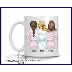 personalized bridesmaid mug, custom bridesmaid gift, bridesmaid proposal, wedding party gift, bridesmaids, robe mug, cus