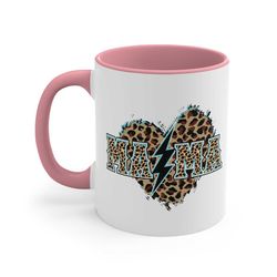Lightning Bolt Ceramic Coffee Mug, 11-15 oz Tea Cup, Heart Mama Mother Mom Gifts for women, Birthday Idea Cute Aesthetic