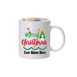 11oz Personalized Christmas Coffee Mug, Customized Merry Christmas Coffee Mug, Xmas Coffee Mugs Gifts, Hot Chocolate Mug