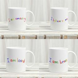 Set Of 4 Affirmation Mug | Affirmations | Gifts For Kids | Confidence | Just Because Gift | Affirmations For Kids | Self