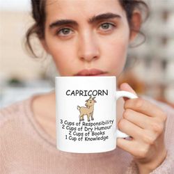 capricorn mug, horoscope mug, funny zodiac capricorn traits mug, zodiac gifts, capricorn gift ideas, horoscope gift for