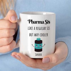 Unique Medical Gift, Personalized Mug for Pharmacy Technician, Custom Pharma Cup, Pill Roller, Healer, female Coworker G