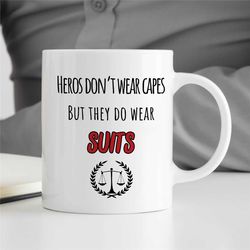 Lawyer Mug, Heroes, Gift for Attorney, Suits, Appreciation, Coworker Birthday, Mom/Dad, Thank you, Student, Men/Women, S