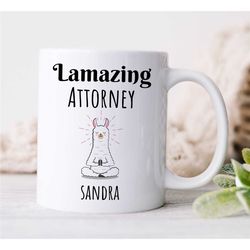 Custom 'Lamazing Attorney' Mug, Meditating Lama, Personalized Gift for Lawyers, Appreciation, Coworker Birthday, Mom/Dad