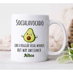 Personalized 'Socialavocado' Mug, Custom Gift for Social Worker, Avocado, Family Therapy, BCBA Birthday, CBT Work, ABA A