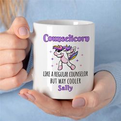 Personalized 'Counselicorn' Mug, Custom Unicorn Gift for Therapist, BCBA Birthday, CBT Work, ABA, Family Therapy Appreci