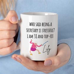 Custom Secretary Mug, Funny Granny Motif, Personalized Gift for Assistant, Coworker Birthday, Receptionist, Work Anniver
