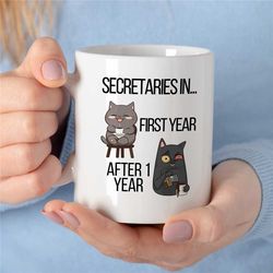 Secretary Mug, Funny Cat Motif, Gift for Assistant, Coworker Birthday, Receptionist, Work Anniversary, Thank you, for he