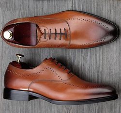 Men's Handmade Luxury Brand Man Wedding Shoes Genuine Leather Dress Oxfords Shoes Men