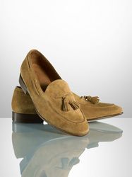 Men's Handmade Beige Suede Classic Dress Loafers, Men's Tassels Moccasins