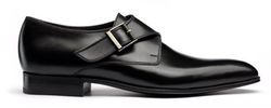 Men's Handmade Black Lether Single Buckle Monk Starp Wedding Shoes
