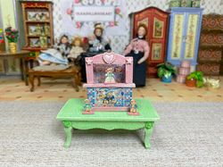 Mini puppet theater. Theater with Teddy bears. 1:12.
