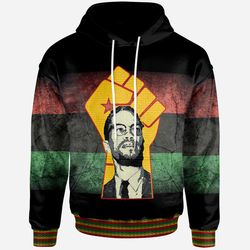 African Hoodie - Pan Africa Malcolm X Power Hand Hoodie, African Hoodie For Men Women