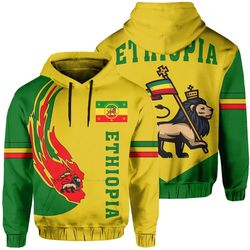 Ethiopia Flag Coat Of Arms Hoodie - Ball Style, African Hoodie For Men Women