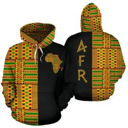 Kente Cloth - Weaver Combined The Half Hoodie, African Hoodie For Men Women