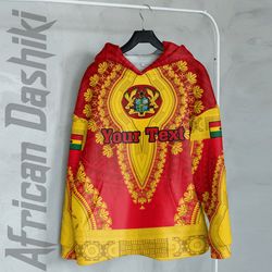 Ghana - Red Version Hoodie Vintage African Dashiki, African Hoodie For Men Women
