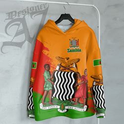 Zambia Orange Version Special Hoodie, African Hoodie For Men Women