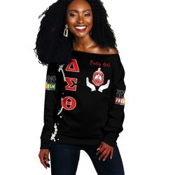 Juneteenth Delta Sigma Theta Pretty Girl Off Shoulder Sweater, African Women Off Shoulder For Women
