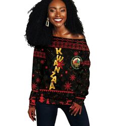 Happy Kwanzaa Christmas Women Off Shoulder, African Women Off Shoulder For Women